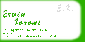 ervin koromi business card